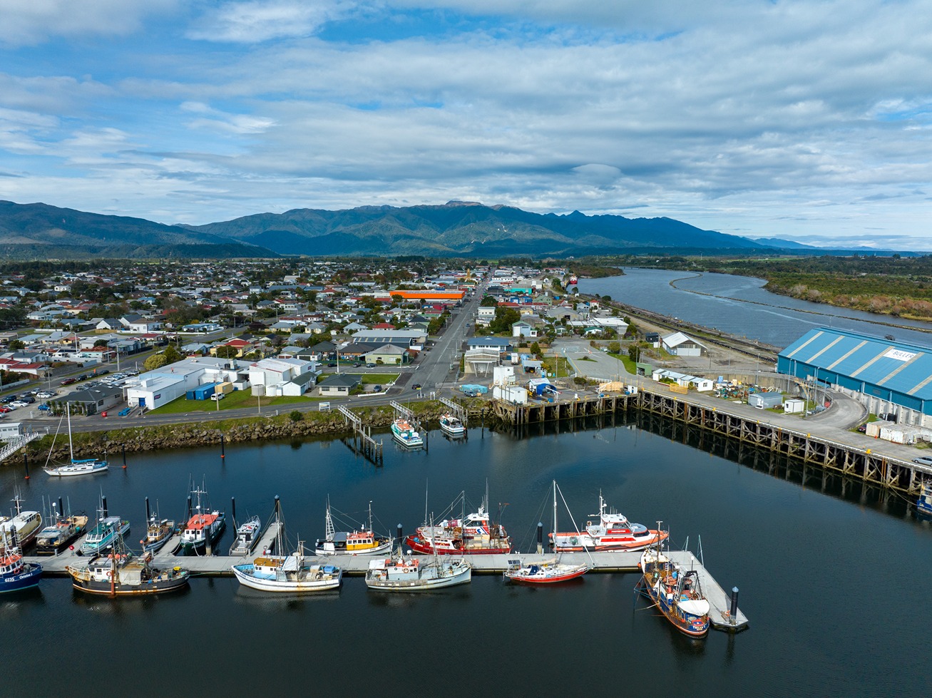 Wharf from above with fishing boats