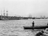 Historic picture of old harbour wharf